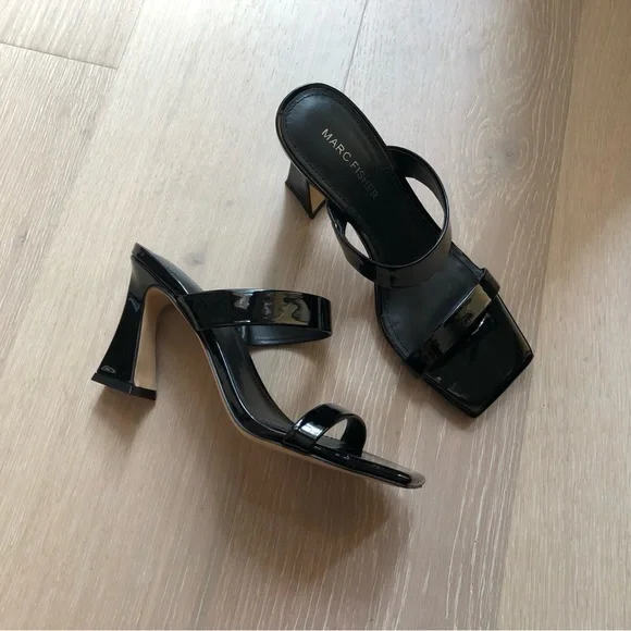 Marc Fisher Shoes Marc Fisher Faux Patent Leather Black Heeled